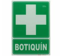 TECHZOCO Señal Botiquín, Señal luminiscente Botiquín, fotoluminiscentes, Cumple normativa ISO - UNE, CTE, RIPCI nueva ley, PVC 0,7mm, Clase B 800 min de atenuación, ISO 9001 -RIPCI, tamaño 21 x 30 cm