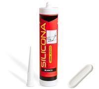 TECHZOCO Silicona universal, Silicona Multiusos, Sellador universal profesional, Apto para sellar superficies no porosas y con contacto con agua, Incluye Cánula, Contiene 280 ml, Color Blanco