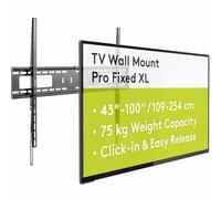 TECHZOCO Soporte de Pared para TV hasta 100 Pulgadas, Soporte Fijo para Televisores, Soporte de TV, Apto para 43 a 100 Pulgadas (109-254 cm), hasta 75 Kg, Compatible con VESA