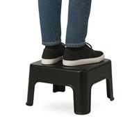 TECHZOCO Taburete de Plástico, Taburete Ligero apilable, Banqueta Multiusos, Escalon Multiusos, Diseño bajo, Soporta hasta 150Kg, 28 cm Altura x 35 cm Ancho, Color Negro
