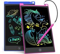 TECJOE Paquete de 2 tabletas de escritura LCD, 8.5 pulgadas, tablero de garabatos colorido para niños, bloc de dibujo reutilizable borrable, juguetes de aprendizaje, regalos para niños y niñas de 3,