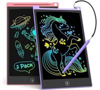 TECJOE Paquete de 2 tabletas de escritura LCD, tablero de garabatos colorido de 10 pulgadas para niños, actividades para aprendizaje, regalos para niños de 3 a 6 años (rosa y violeta)