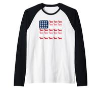 Teckel Paws and Stripes Forever Camiseta Manga Raglan