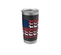 Teckel Paws and Stripes Forever Vaso térmico de acero inoxidable de doble pared