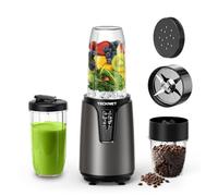 TECKNET 1000W Batidora de Vaso Portátil, Smoothie Blender, Batidora Portátil, Mini Batidora con Hoja en Cruz de Acero Inoxidable 304 de Uso Alimentario, 2 Vasos sin BPA 500/150ml Batidos, Babynahrung