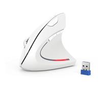 TECKNET 2.4G Ratón Vertical Inalámbrico, 4800DPI 5 Niveles Ajustable Ratón Ergonómico Silencioso, 6 Botones, Mouse Óptico con Luces Indicadoras para Laptop, Desktop, PC, Macbook (Blanco)