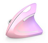 TECKNET 2.4G Ratón Vertical Inalámbrico, 4800DPI 5 Niveles Ajustable Ratón Ergonómico Silencioso, 6 Botones, Mouse Óptico con Luces Indicadoras para Laptop, Desktop, PC, Macbook (Rosa Púrpura)