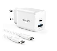 TECKNET 45W Cargador USB C GAN para Cargador Samsung Carga Rapida, Enchufe USB C Cargador Tipo C para Samsung Galaxy S23 Ultra/S23+/S22+/S21/S20/S10/S9/S8/Note20/A13/A32 5G con 1.5M Cable.