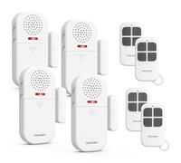 TECKNET Alarma para Casa Inalámbrica, Alarma Casa con Mando a Distancia, Sensor Apertura Puerta con 4 Modos y 5 Niveles de Volumen, 2 en 1 Alarma y Timbre para Hogar, Tienda, Hotel (4PCS)