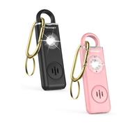 TECKNET Alarma personal, alarma de bolsillo con sirena de 130 dB y luz de señal LED, USB Type-C recargable llavero para mujeres, alarma de seguridad para niños/mujeres/ancianos (rosa + negro)