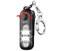 TECKNET Alarma Personal Defensa Personal 130 dB, Alarma Personal para Mujeres con Luz SOS Estroboscópica, Impermeable IPX4 Recargable, Alarma Sonora Fuerte para Niños y Ancianos, Negro