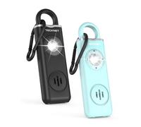 TECKNET Alarma Personal para Mujer de Bolsillo con Sirena de 130 dB y luz de Señalización LED, Llavero Recargable USB Tipo-C para Mujeres, Niños/Mujeres/Ancianos(Azul+Negro)