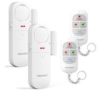 TECKNET Alarmas para Casa, Alarma Casa, Alarma Puerta con Control Remoto, Timbre y Sirena Dos en Uno, Réglage du Volume à 4 niveaux, Fácil de Instalar, Alarmas para Puertas de Casa, Hotel Garaje