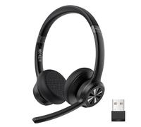 TECKNET Auriculares Inalambricos Bluetooth Diademas,Cascos Cancelación de Ruido con microfono,Auriculares Oficina Recargables para Camionero/PC/Call Center/Teléfono móvil
