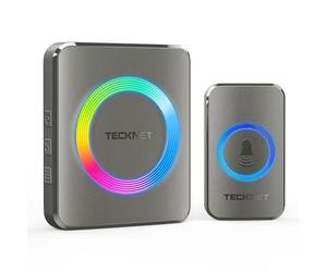 TECKNET Imbre Inalámbrico, 500m Alcance IP65 Impermeable,Timbre Inalámbrico Exterior Impermeable 60 Melodías Ajustables, 5 Niveles de Volumen (0-110dB),Adecuado para Hogar, Hotel, Emergencia, etc