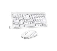TECKNET Juego de teclado y ratón inalámbrico, teclado inalámbrico 2.4G y ratón silencioso con receptor nano USB, 12 accesos directos multimedia para ordenador, portátil, escritorio, Smart TV Android
