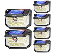 TECKNET Luz Solar Exterior, 231 LED/300° Iluminación (Ilumina 35㎡) Brillo Alto Luces Solares con Sensor de Movimiento, 3 Modes IP65 Impermeable Focos Led Solares para Jardín, Garaje, Patio, 6 Paquete