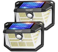 TECKNET Luz Solar Exterior, 236 LED/300° Iluminación (Ilumina 35㎡) Brillo Alto Luces Solares con Sensor de Movimiento, 3 Modes IP65 Impermeable Focos Led Solares para Jardín, Garaje, Patio, 2 Paquete