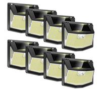 TECKNET Luz Solar Exterior, 248 LED/300° Iluminación Potente, Focos Led Exterior Solares con Sensor de Movimiento, 3 Modes IP66 Impermeable Luces Solares para Jardín, Garaje, Patio, 8 Paquete