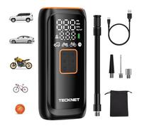 TECKNET Mini Compresor Aire Portátil, 150 PSI Inflador Ruedas Coche, Compresor Recargable 6000 mAh, Puede Utilizar como Banco de Energía y Linterna, 5 Modos, Adecuado para Coches, Bicicletas, etc.