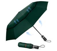 TECKNET Paraguas Plegable, Antiviento Sombrilla con Doble Cubierta para Hombres, Automático Abierto y Cierre, Ligero Portátil, Viaje Grandes Umbrella de 10 Varillas, Verde