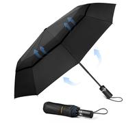 TECKNET Paraguas Plegable, Antiviento Sombrilla con Doble Cubierta para Hombres, Automático Abierto y Cierre, Ligero Portátil, Viaje Grandes Umbrella de 10 Varillas, Cielo