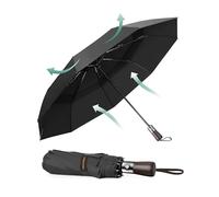 TECKNET paraguas plegable, un paraguas plegable antiviento con 9 varillas resistentes y tejido impermeable 210T. Este paraguas automático es adecuado tanto para días soleados como lluviosos