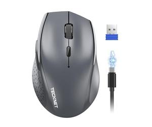 TECKNET Pro Ratón Inalámbrico, Recargable Ratón Inalámbrico Silencioso, 6400 dpi Mouse Optico Ergonómico Ajustable para Laptops, Mac, PC y Windows