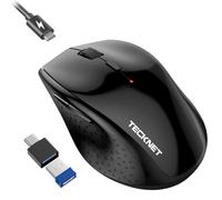 TECKNET Pro Ratón Inalámbrico, Recargable Ratón Inalámbrico Silencioso con Jiggler, 6400 dpi Mouse Optico Ergonómico Ajustable para Laptops, Mac, PC y Windows.