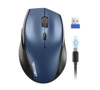TECKNET PRO Ratón inalámbrico recargable, silencioso 6400 DPI, 2,4 GHz, asas ergonómicas, 6 botones, ratón portátil para PC, portátil, Chromebook, Mac, azul