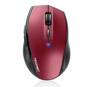 TECKNET Ratón Bluetooth, Ratón Inalámbrico 3200 dpi, Batería de 24 Meses, Inalámbrico Bluetooth 6 Niveles dpi Ajustables con Indicador de Batería para PC Mac - Rojo