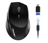 TECKNET Ratón Bluetooth, Raton Inalámbrico de 2.4 GHz (Negro)