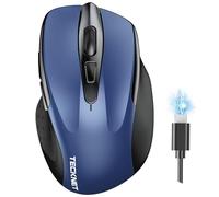 TECKNET Ratón Bluetooth Recargable, Inalámbrico Silencioso Multidispositivo | Tri-Mode: BT 5.0/3.0 + 2.4G Mouse, 4800DPI Portátil Ergonómico para Portátiles, Mac OS, Android, Windows