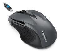 TECKNET Ratón Bluetooth Recargable, Ratón Inalámbrico Silencioso mit Jiggler Multidispositivo (Tri-Mode: BT 5.0/3.0 + 2.4G), 4800DPI Mouse Portátil Ergonómico para Portátiles, Mac OS, Android, Windows