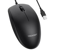 TECKNET Ratón con Cable, 6400 dpi Ajustable y 6 Botones, Silenciosos Ratón con Cable USB de 1,5 m, Ratón Ergonómico para Ordenador Computadora Portátil - Gris