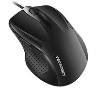 TECKNET Ratón con Cable USB de 1,5 m, 6 Botones, hasta 6400DPI, Superficie Antihuellas para Computadora Portátil, PC, Computadora(Negro)
