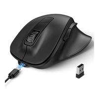 TECKNET Ratón ergonómico inalámbrico, Bluetooth, Recargable, con 3 Dispositivos (2 x Bluetooth+USB), 4800 PPP, 6 Botones, silencioso, para Ordenador portátil, PC, Tableta, MacBook, Color Negro