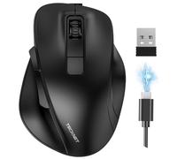 TECKNET Ratón ergonómico inalámbrico, Bluetooth, Recargable, con 3 Dispositivos (2 x Bluetooth+USB), 4800 PPP, 6 Botones, silencioso, para Ordenador portátil, PC, Tableta, MacBook, Color Negro