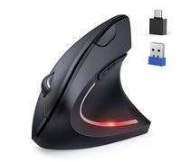 TECKNET Raton Ergonómico, Jiggler Ratón Inalámbrico Bluetooth Vertical, BT5.0/3.0+2.4G Raton Vertical, 6 Niveles dpi Ajustables, Ratón Inalámbrico para Portátil, Desktop, PC, MacBook