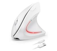 TECKNET Ratón Ergonómico Recargable, 4800DPI 2.4GHz Ratón Vertical Silencioso, Ratón Inalámbrico 6 Botones con Receptor USB para PC, Ordenador, Portátil, Mac, Blanco