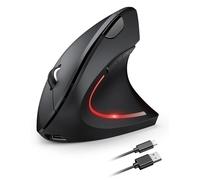 TECKNET Ratón Ergonómico Recargable, 4800DPI 2.4GHz Ratón Vertical Silencioso, Ratón Inalámbrico 6 Botones con Receptor USB para PC, Ordenador, Portátil, Mac, Negro