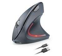 TECKNET Ratón Ergonómico Recargable, 4800DPI 2.4GHz Ratón Vertical Silencioso, Ratón Inalámbrico 6 Botones con Receptor USB para PC, Ordenador, Portátil, Mac, Gris