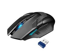 TECKNET Ratón Gaming Inalámbrico 2.4G Ratón Óptico Gaming Mouse Profesional para Gaming, Mouse con Receptor, 8 Botones, 4800DPI, 5 dpi Ajustables con LED