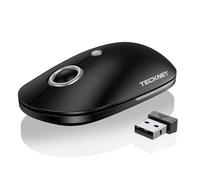 TECKNET Ratón Inalámbrico 2,4 G, 4800 DPI con 5 Niveles de DPI Ajustables, 18 Meses de Duración de Batería, para zurdos y diestros, Negro, Compatible con PC, Mac