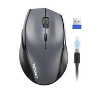 TECKNET Ratón inalámbrico, 4800 DPI 2,4 G, con receptor USB, 30 meses de duración de la batería, seguimiento óptico, ratón inalámbrico con 6 botones para PC portátil, color gris