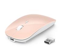 TECKNET Ratón Inalámbrico Bluetooth 5.0, 6 dpi Ajustables 4800/3200/2400/1600/1200/800, Ratón Mini Portátil 2.4G USB con 4 Botones, Mini Wireless Mouse Compatible con Laptop, Rosa