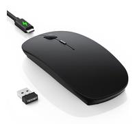 TECKNET Ratón Inalámbrico Bluetooth 5.0, 6 dpi Ajustables 4800/3200/2400/1600/1200/800, Ratón Mini Portátil 2.4G USB con 4 Botones, Mini Wireless Mouse Compatible con Laptop, Negro