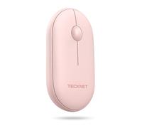 TECKNET Ratón Inalámbrico Bluetooth, Ratón Bluetooth 5.0/3.0 + 2.4GHz, Silencioso con Receptor USB, Práctico y Cómodo para PC/Mac/Portátil/Chromebook - Rosa