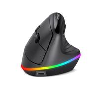 TECKNET Ratón Inalámbrico Ergonómico, Vertical Inalámbrico Recargable, Bluetooth+ 2,4 GHz, Ratón Silencioso, 4800 dpi Ajustables, 6 Botones, RGB, Compatible con PC/Windows/Mac