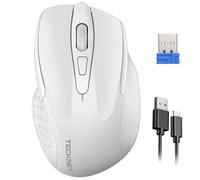 TECKNET Ratón Inalámbrico Recargable y Silencioso, Reducción de Ruido 90%, 4800 dpi, 6 Botones Ergonómicos, USB 2.4G, Compatible con Laptop, Mac, Notebook